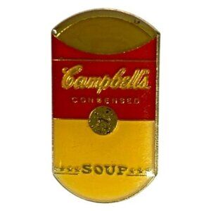 Campbells Soup Vintage Pin Warhol Collectors Item Lapel Tie Tack Metal RARE!